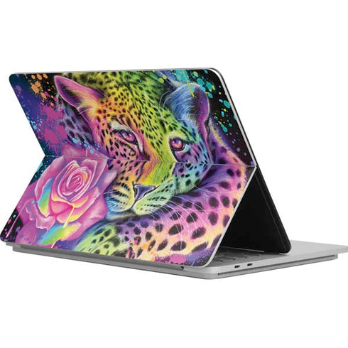 Neon Rainbow Cheetah with Rose by Sheena Pike Surface Laptop Studio Skin